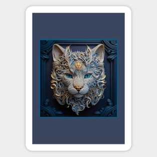 Blue and Gold Ivory Cat Sticker